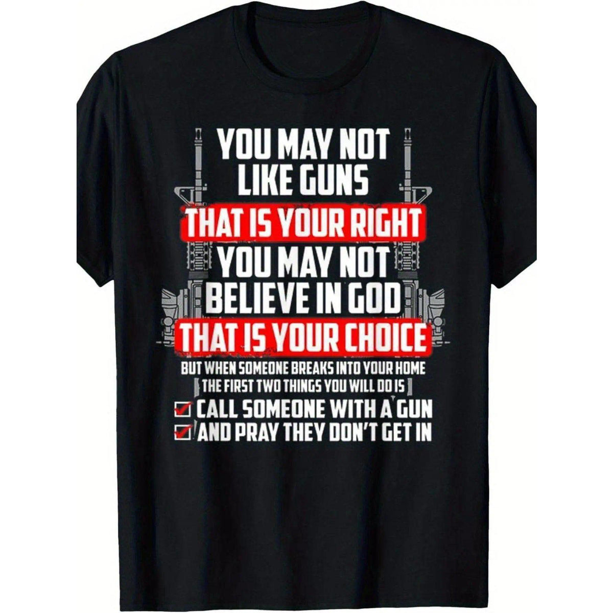 Men'S Gun Rights T-Shirt - 2A Advocacy Design with "You May Not Like Guns, That Is Your Right" Slogan & Graphic, Loose Fit Breathable Tee, All-Season Casual Short Sleeve Shirt for Gun Enthusiasts, Machine Washable Statement Apparel