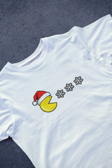 DIYANYONE Original Retro Gaming Tee: Pac-Man Santa Snow Eater
