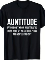 Auntitude If You Don't Know What That Is Mess With My Niece Or Nephew Graphic T-Shirt, Unisex Cotton Crew Neck Top，Casual Daily Apparel For Aunts Niece Nephew Lovers And Family Humor Fans