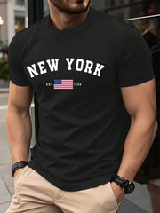 Manfinity Homme Men's Crew Neck Short Sleeve Letter Graphic Casual T-Shirt, Summer