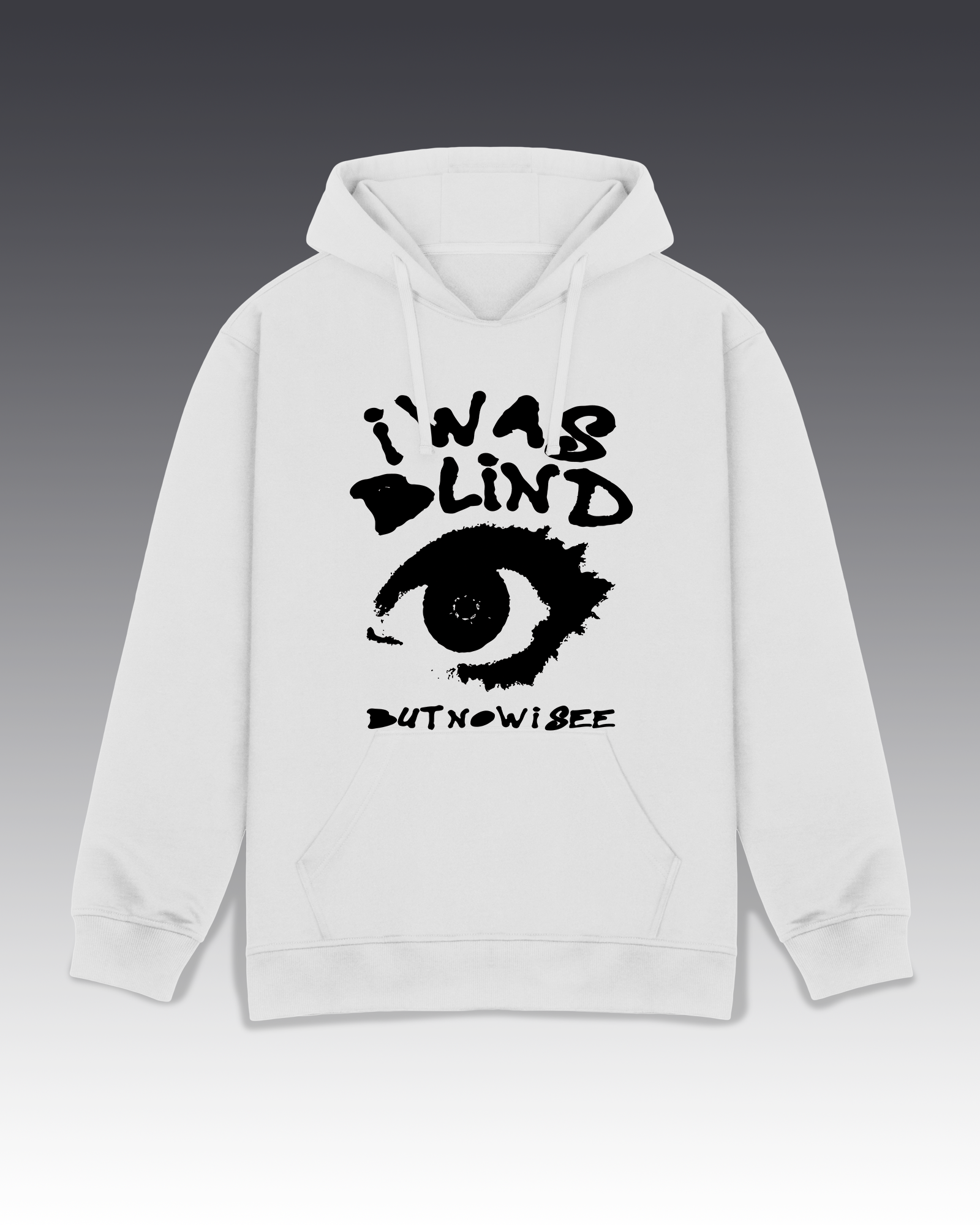 DIYANYONE Original "I WAS BLIND" Hoodie - Heavyweight Cotton Blend Pullover, Self-Awareness Spiritual Growth Hoodies