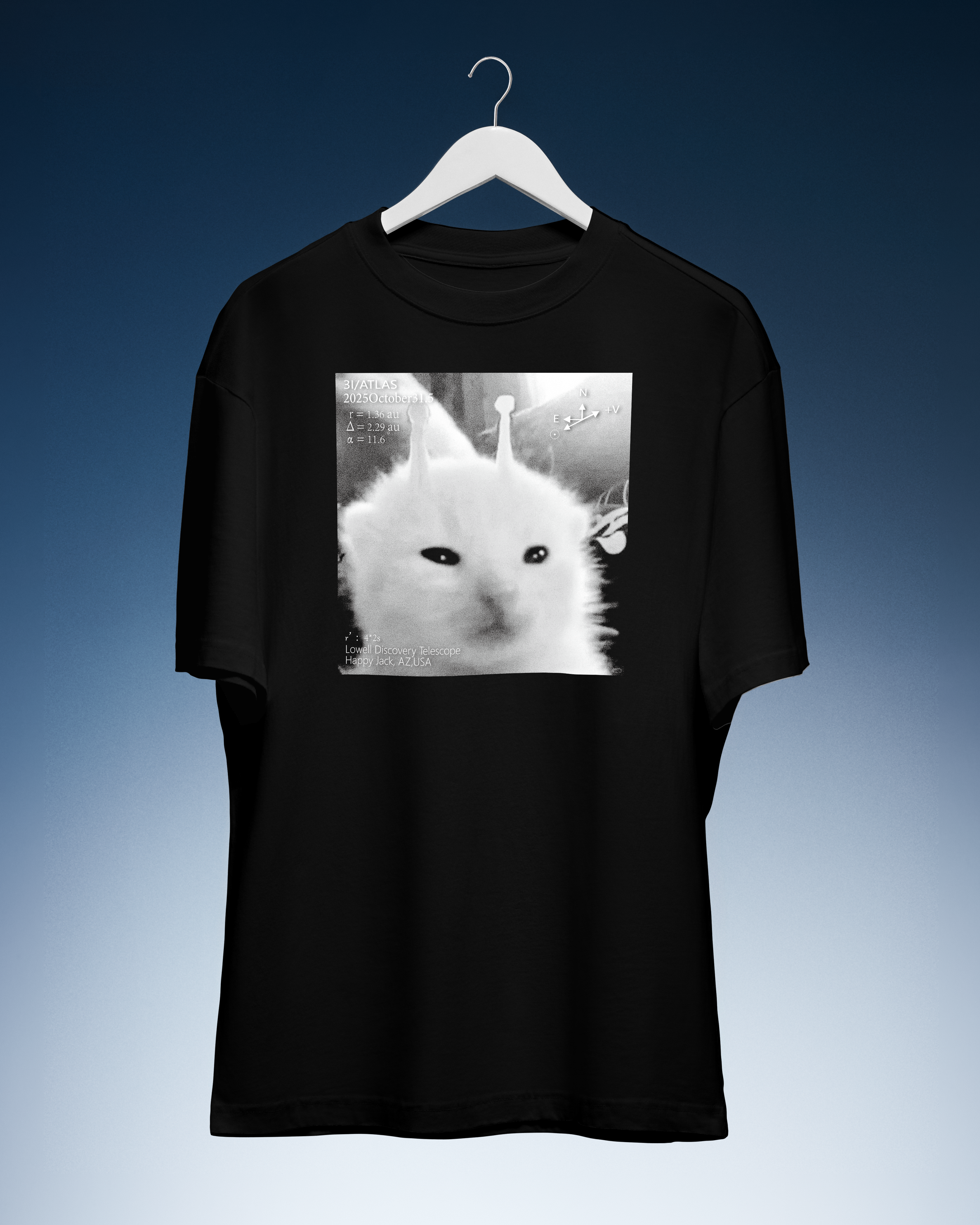 DIYANYONE 3i/atlas Original T-Shirt: Alien Cat Meme 10.31 LDT Trail Tee