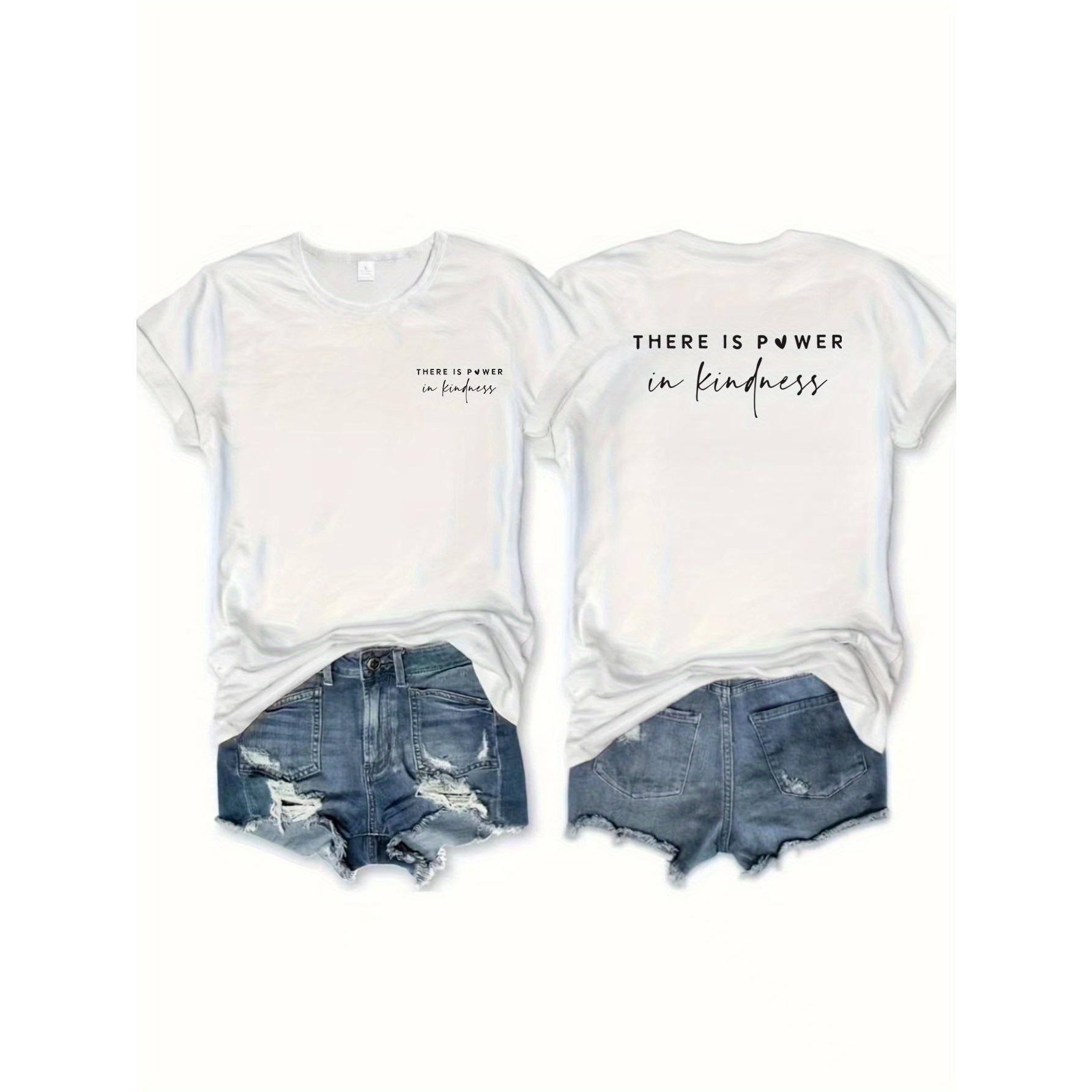 “Power in Kindness” Positive Affirmation T-Shirt - Y2K Style Inspirational Graphic Tee, Unisex Casual Top