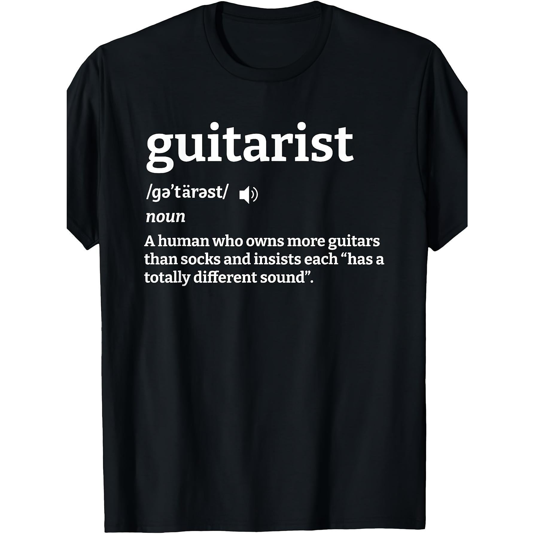 Guitarist Defined By Too Many Guitars Funny Musician T-Shirt Guitar Collector Gift Graphic Tee Retro Rockstar Style Unisex Summer Casual Top
