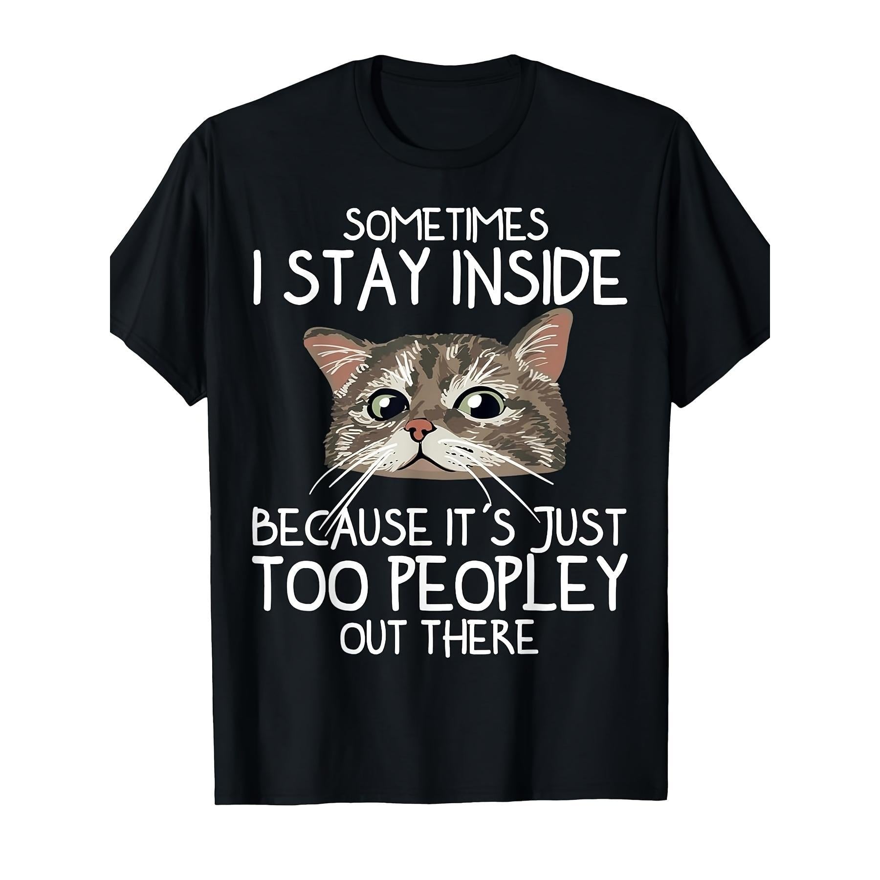 “Indoor Cat” Stay Home Tee – Cotton Oversized Shirt for Men Women, Funny Cat Lover Gift Crewneck