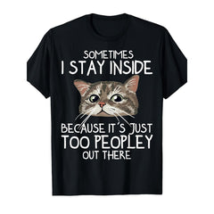 “Indoor Cat” Stay Home Tee – Cotton Oversized Shirt for Men Women, Funny Cat Lover Gift Crewneck
