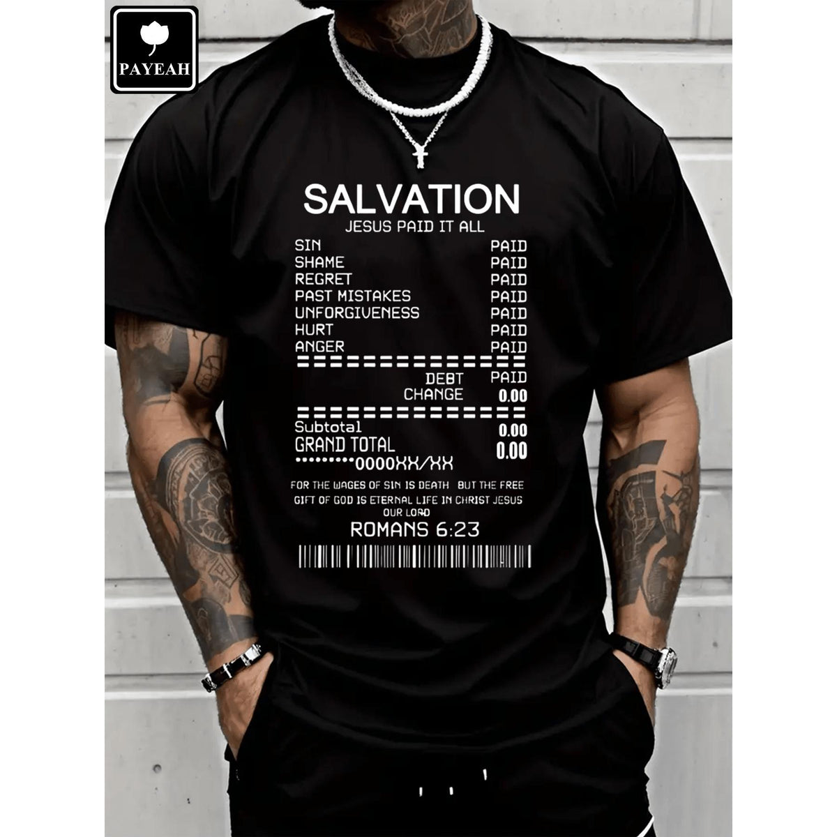 Salvation Jesus Paid Lt All -Christian Tee T-Shirt 100% Heavy Cotton T Shirt