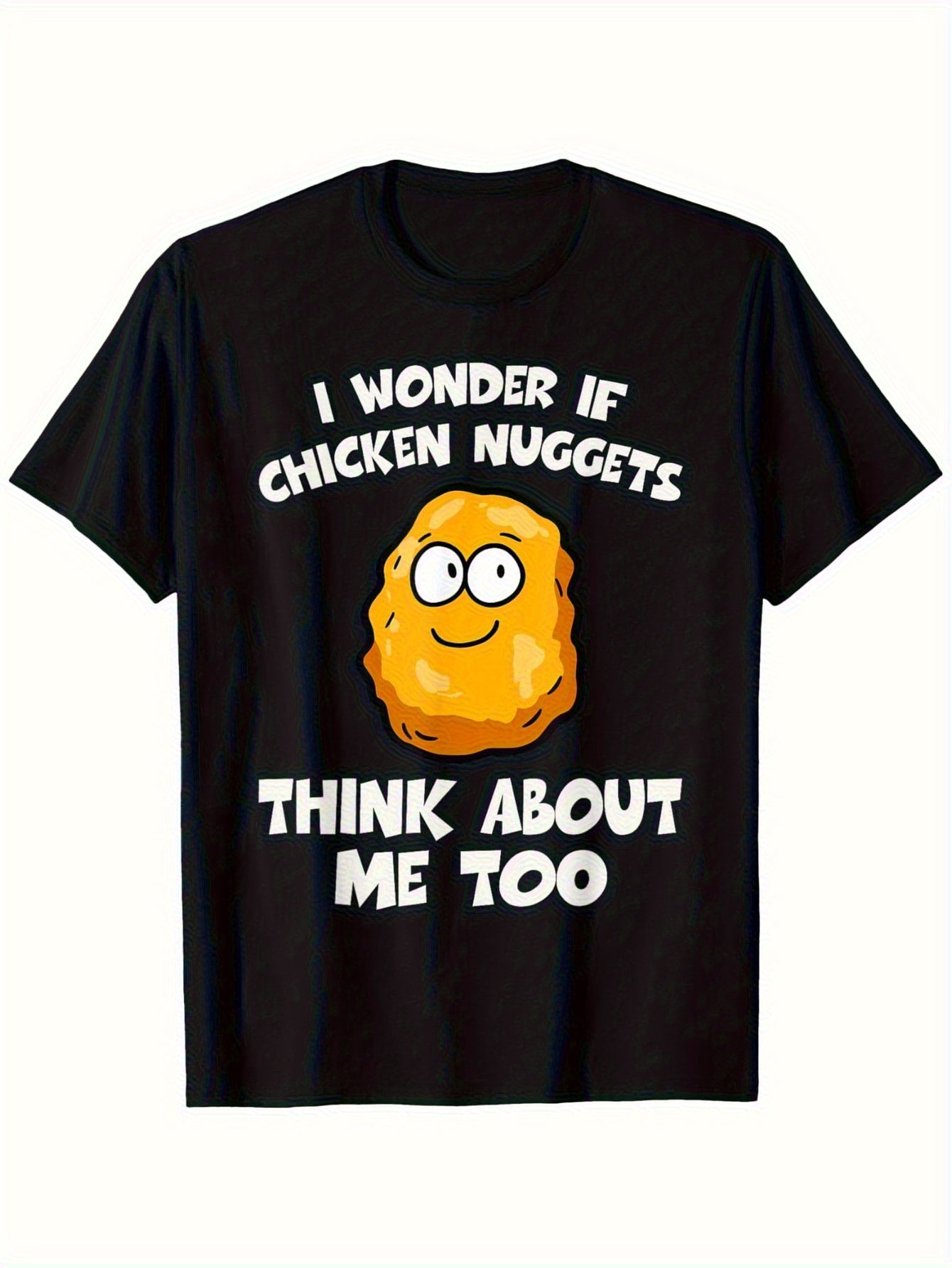Funny Chicken Nuggets Graphic T-Shirt for Men - Black Casual Tee