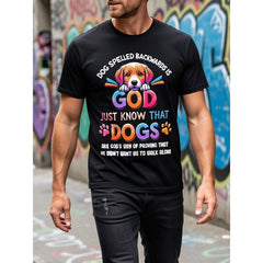 Dog Spelled Backwards Is God Funny Dog Lover Graphic T-Shirt, Unisex Soft Cotton Crew Neck Tee, Novelty Gift For Pet Parents Dog Owners Puppy Lovers Casual Daily Wear