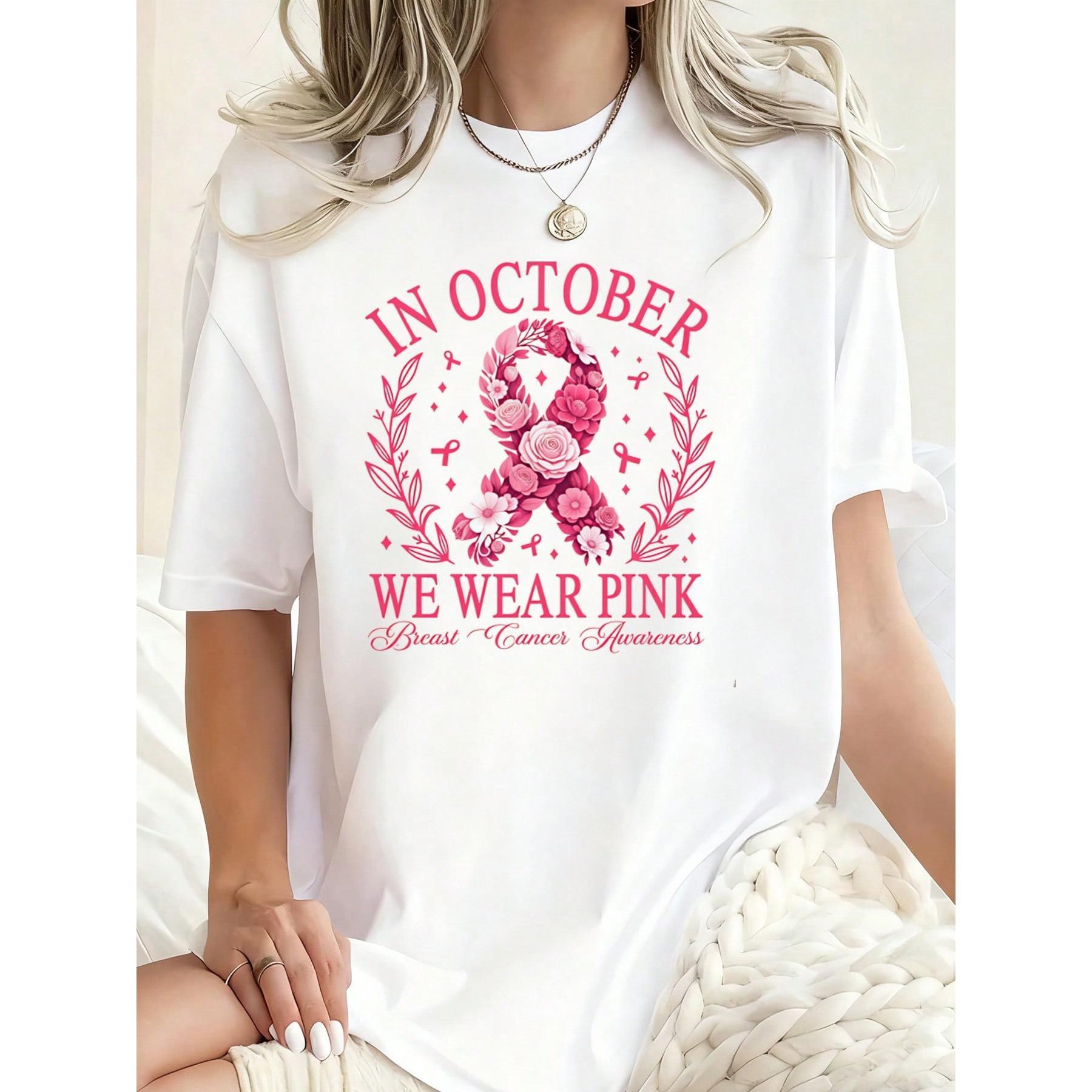 Women's Plus Size T-Shirt In October We Wear Pink Breast Cancer Awareness Tee Casual Daily Wear 220g