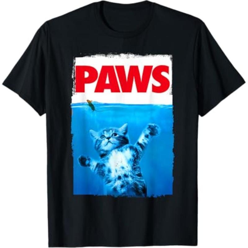 Paws Cat and Mouse Top Funny Graphic T-Shirt