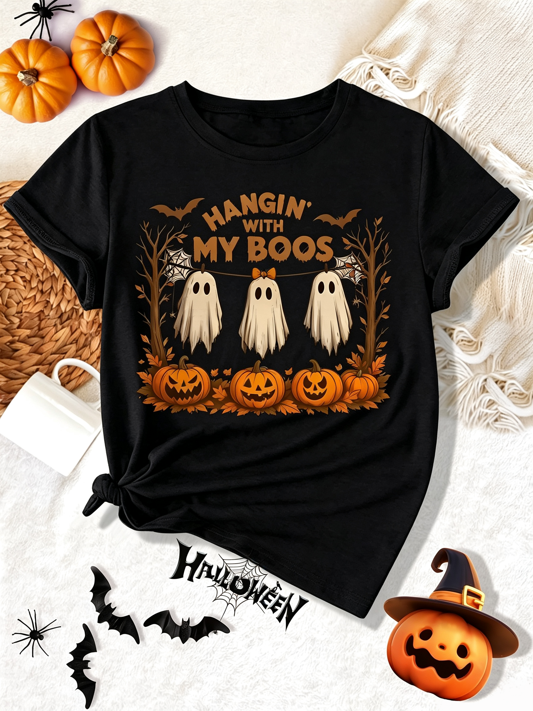 Hangin' With My Boos T-Shirt Cute Ghost Pumpkin Halloween Tee