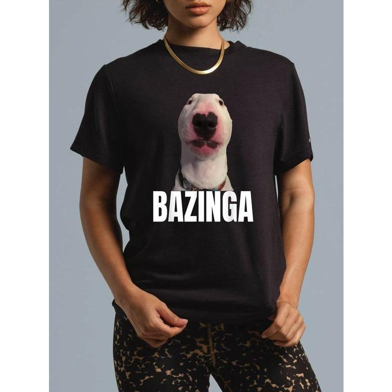 100% Cotton Bazinga Funny Cringe Meme Dog GenZ Trendy Teenager Slang T-Shirt