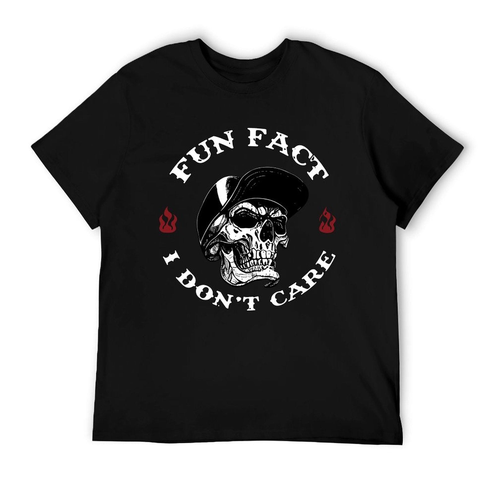 FUN FACT I DON'T CARE Skull Print T-Shirt