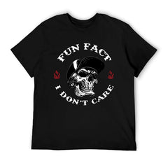 FUN FACT I DON'T CARE Skull Print T-Shirt