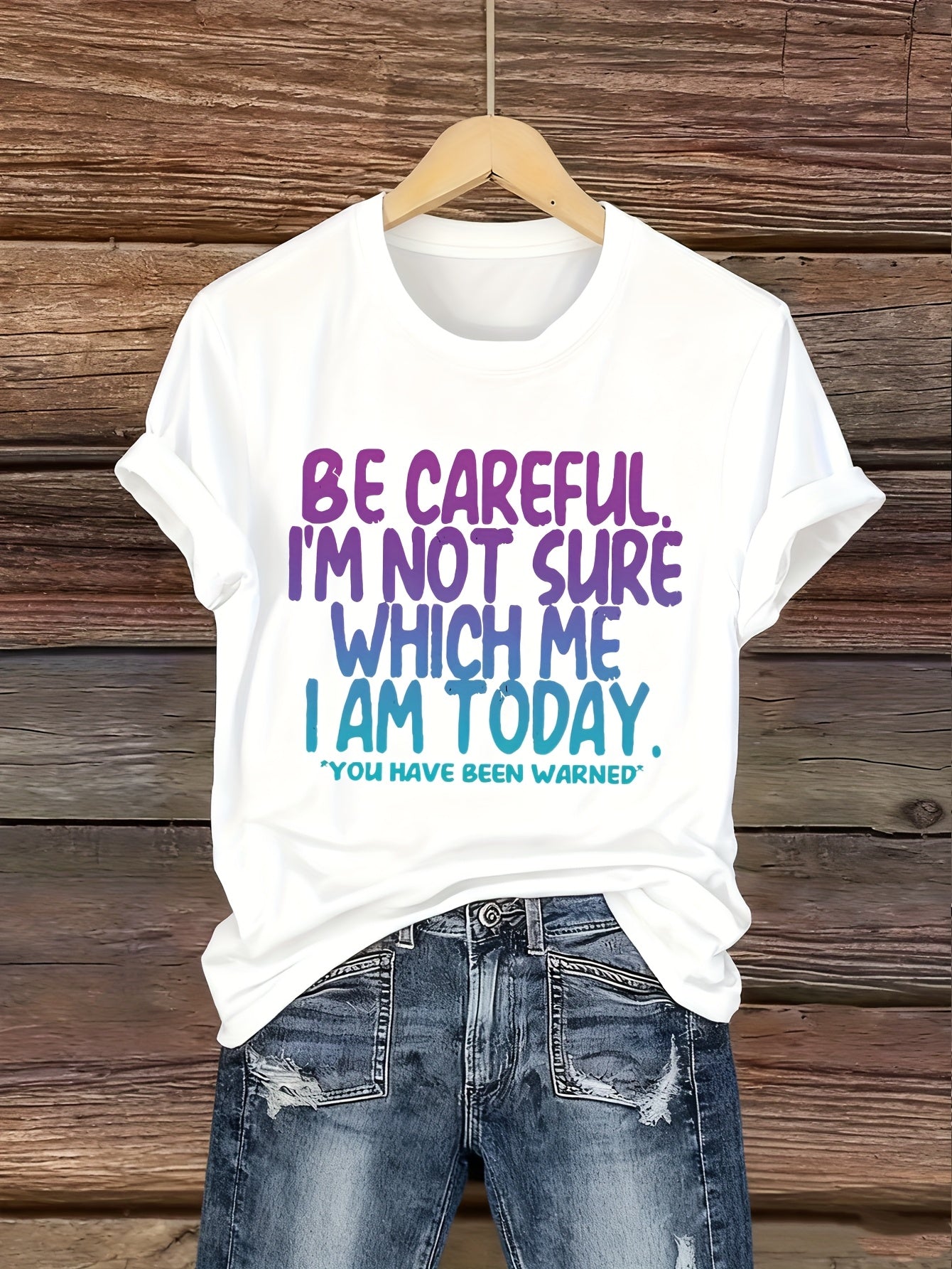 Funny Women's "I'm Not Sure Which Me I Am Today" T-Shirt | Pink Crew Neck Tee | Lightweight Casual Shirt | Humorous Gift for Ladies | Comfortable Fit
