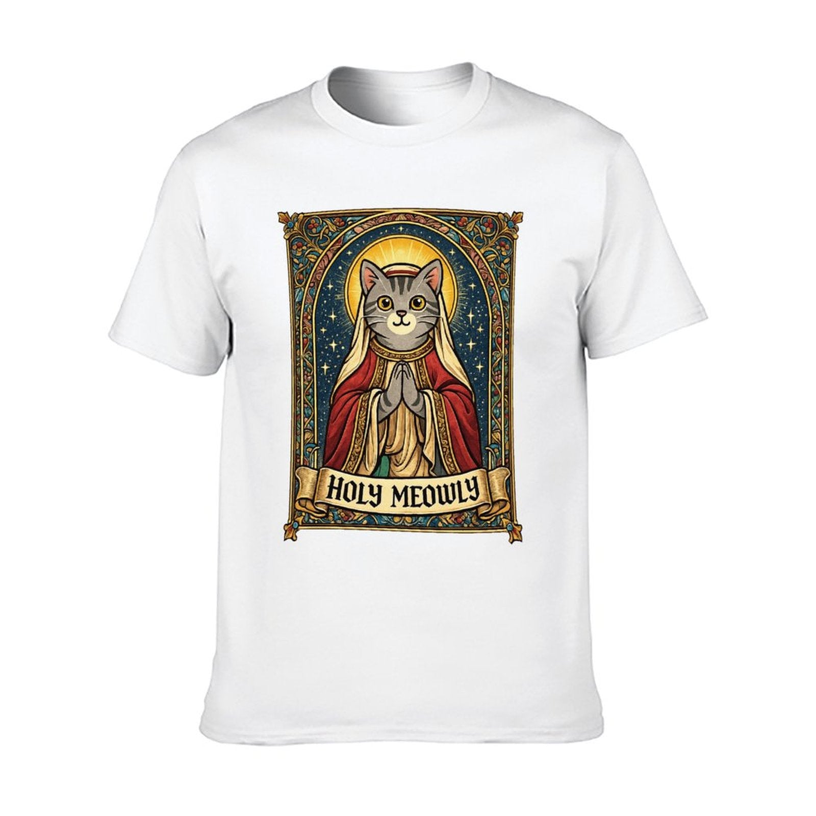 Graphic tee [Holy meowly] funny t-shirt Unisex gift idea holiday vibe Xmas gift cat meme