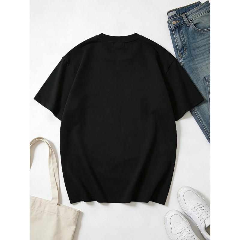 Women Clothes Beach Postcard Print Cream TShirt, Cute Casual Crew Neck Summer Top, Women's Basic Tee