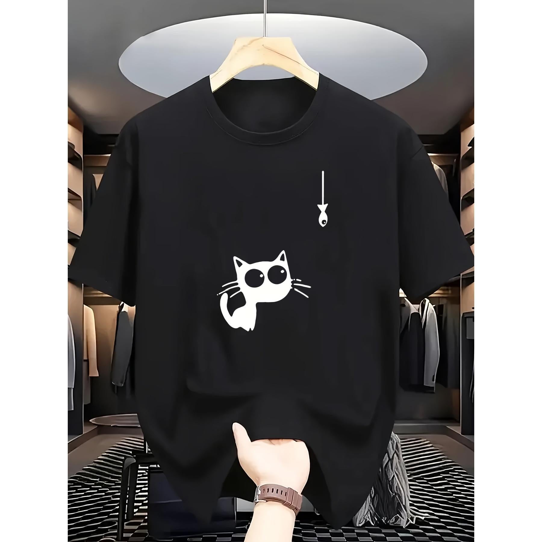 Men's Versatile Crew Neck Short Sleeve T-Shirt, Casual Printed Graphic Top