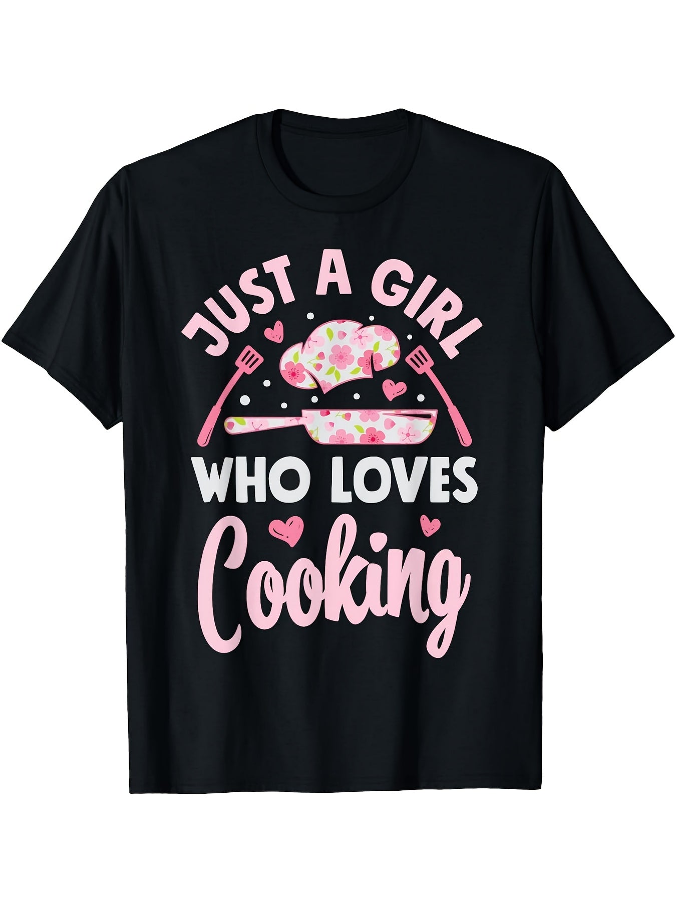 Just a Girl Who Loves Cooking Graphic T-Shirt, Unisex Premium Soft Cotton Crew Neck Tee, All Season Cute Kitchen Lover Tee, Ideal Novelty Gift For Cooking And Baking Enthusiasts
