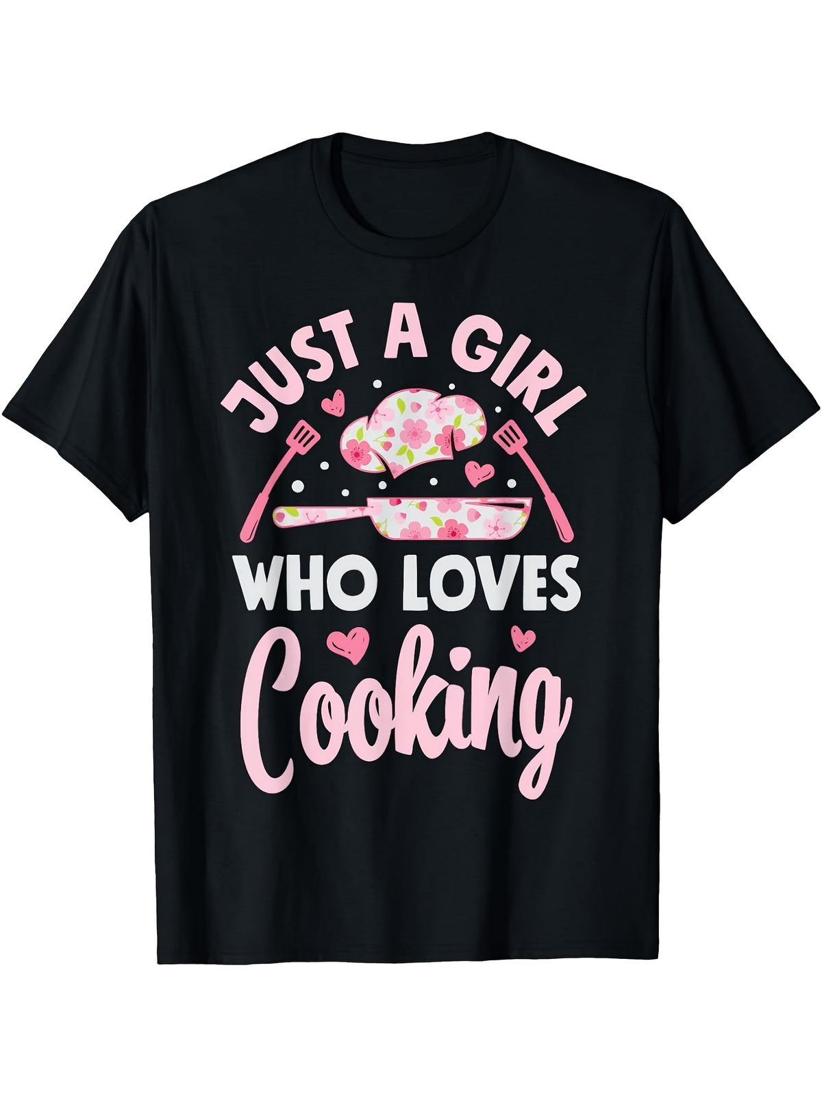 Just a Girl Who Loves Cooking Graphic T-Shirt, Unisex Premium Soft Cotton Crew Neck Tee, All Season Cute Kitchen Lover Tee, Ideal Novelty Gift For Cooking And Baking Enthusiasts