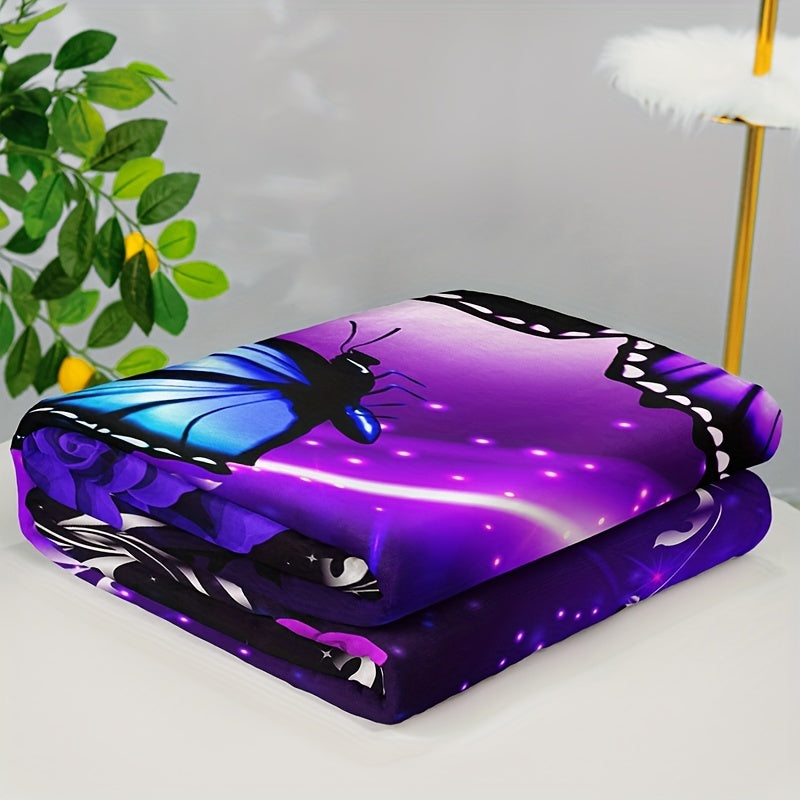 Stylish Classic Popular Butterfly Floral High-Weight Flannel