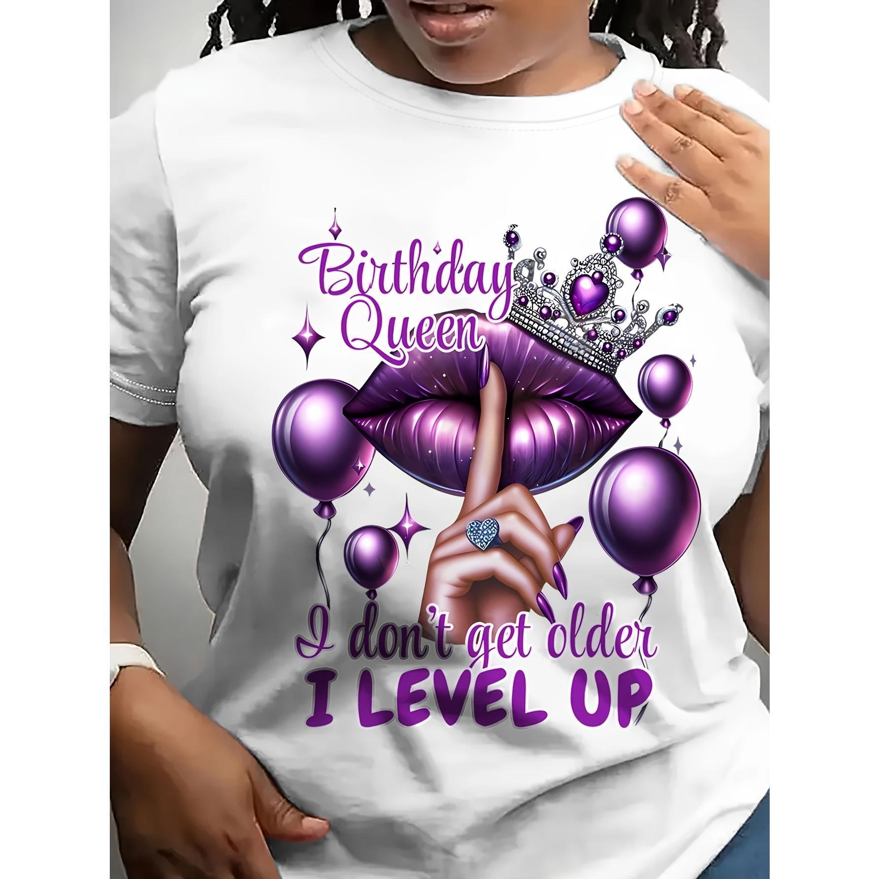 Birthday Queen I Don’t Get Older I Level Up Funny Birthday T-Shirt Gaming Level Up Graphic Tee Women‘s Summer Casual Top Unisex Gift for Her