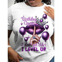 Birthday Queen I Don’t Get Older I Level Up Funny Birthday T-Shirt Gaming Level Up Graphic Tee Women‘s Summer Casual Top Unisex Gift for Her