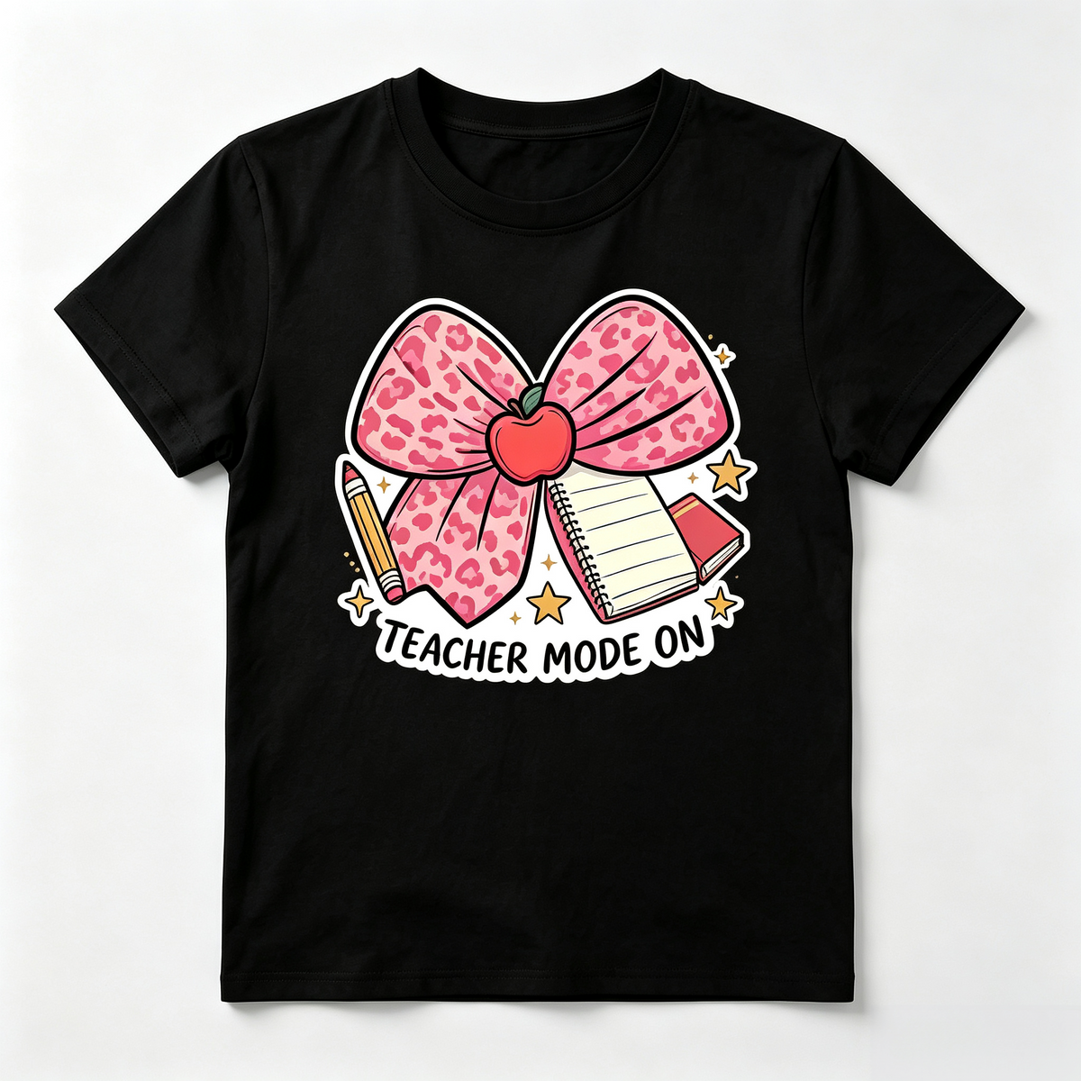 Teacher Mode On T-Shirt Apple Pencil Graphic Tee First Day of School Teacher Appreciation