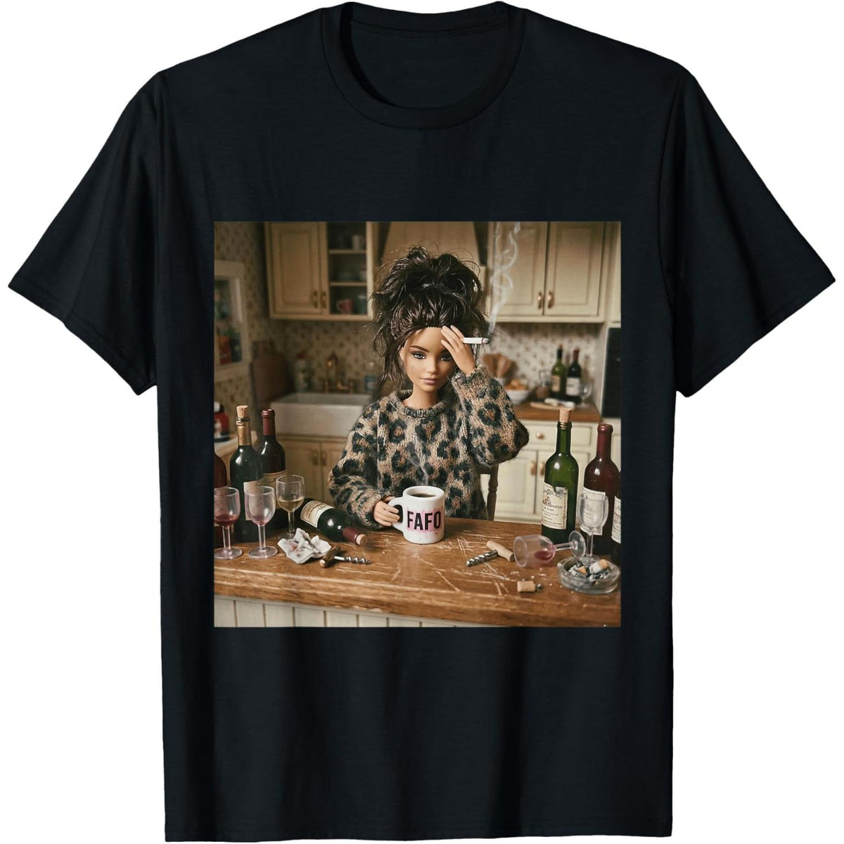 Funny Creepy Doll Face Meme T-Shirt - Weird Mom Humor Graphic Tee, Unisex Casual Top