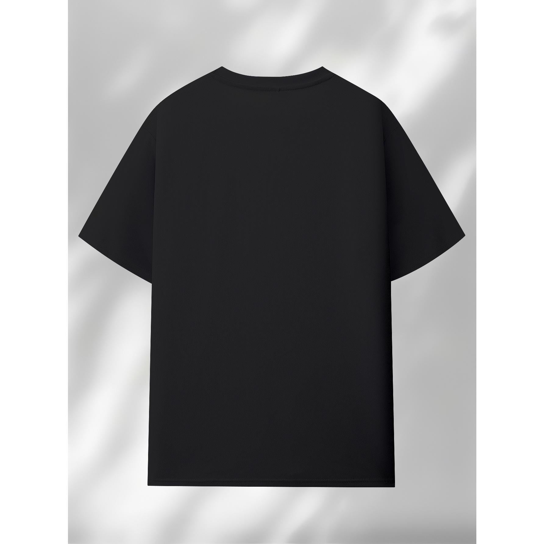 Men's Stick Figure Meme T-Shirt - Funny Black Humor Letter Print with Iconic Stick Figure, Breathable Short Sleeve Round Neck Casual Top Suitable for Summer, Parties, Casual Attire & Meme Humor Gifts