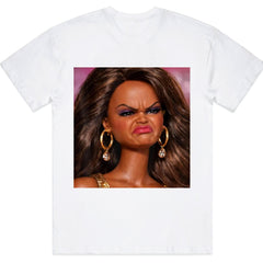 Funny Creepy Black Doll Face Meme T-Shirt - Gen Z Reaction Brainrot Graphic Tee, Unisex Casual Top