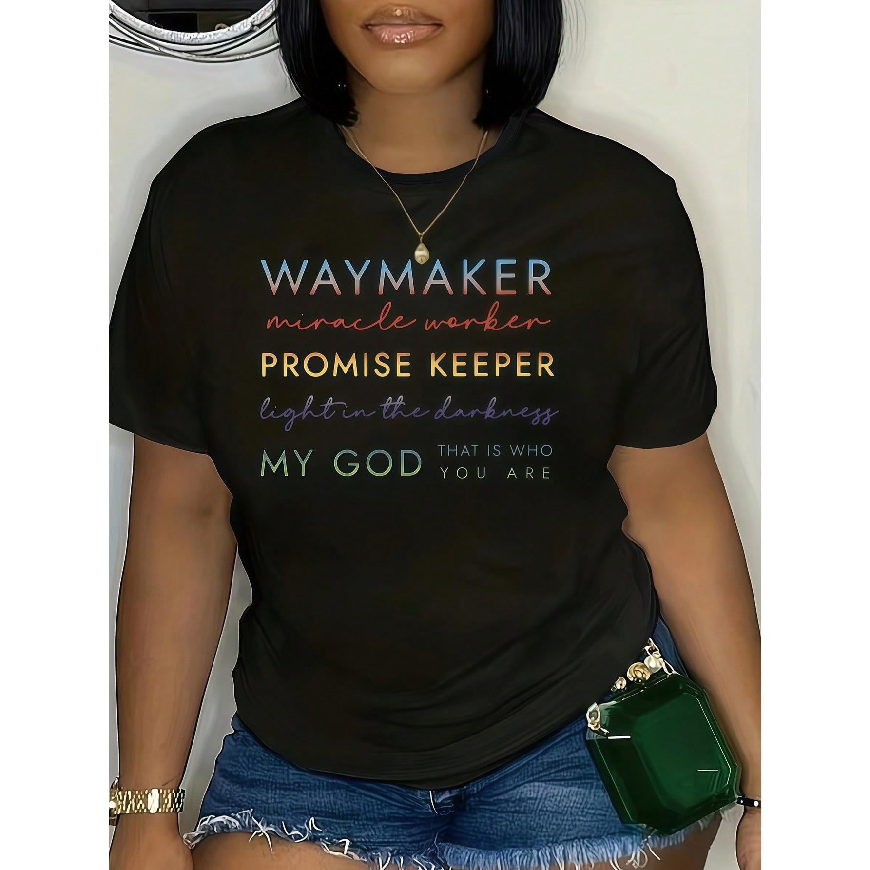 Women's Casual Cotton Short Sleeve Round Neck T-Shirt With Inspirational Text Print, Summer Style, Aesthetic