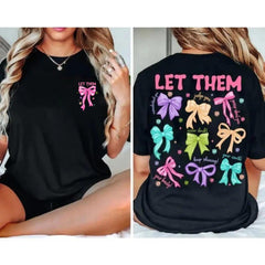 Love Short-Sleeve Cotton Top, Empowering Stylish Streetwear T-Shirt with "LET THEM" Motif - Ideal for Confidence-Seeking Individuals, Premium Fabric