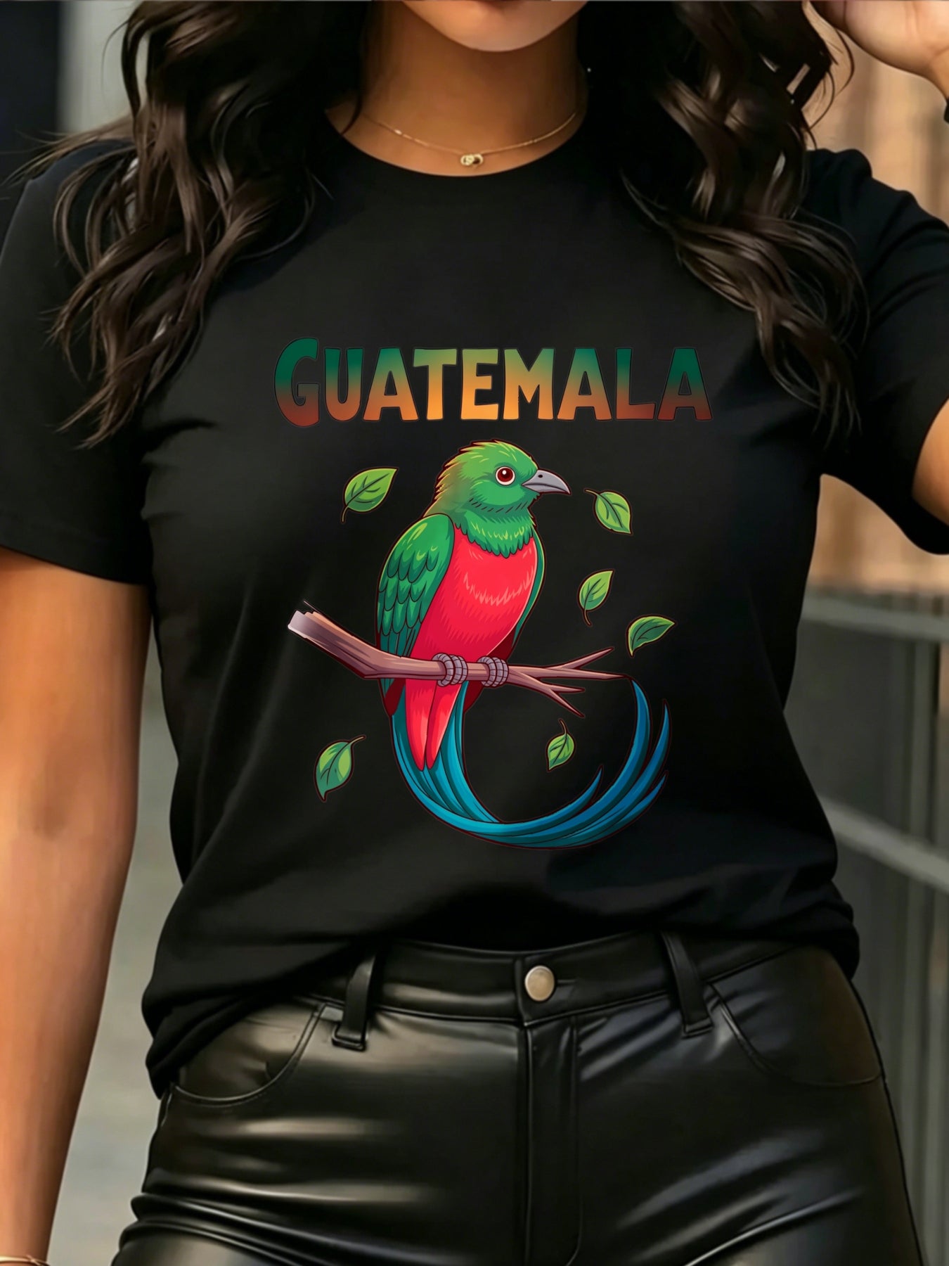 Guatemala Quetzal Bird Graphic T-Shirt Tropical Nature Print Casual Short Sleeve Crewneck Daily Top for Women Men