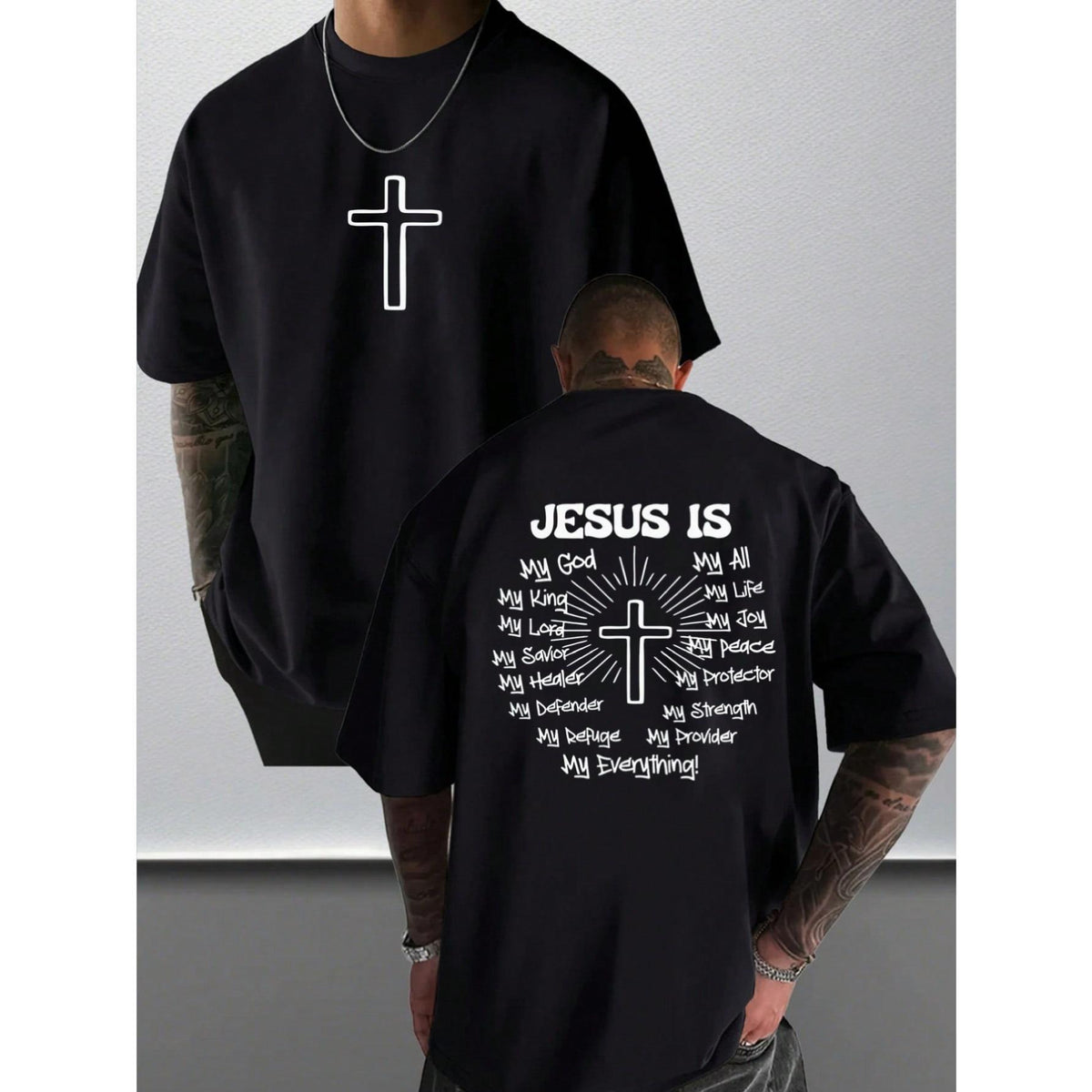 Men's Graphic T-Shirt Jesus Cross Faith Daily Wear 100% Cotton Unisex Gift Idea For Him Her Religious Apparel Spiritual Comfortable Fit Casual Style