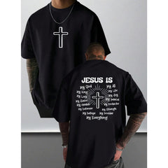 Men's Graphic T-Shirt Jesus Cross Faith Daily Wear 100% Cotton Unisex Gift Idea For Him Her Religious Apparel Spiritual Comfortable Fit Casual Style
