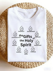 Holy Spirit Nine Spiritual Gifts Flame Unisex T-Shirt, All Season Faith Inspired Graphic Top, Simple Christian Wear For Worship And Daily Casual Life