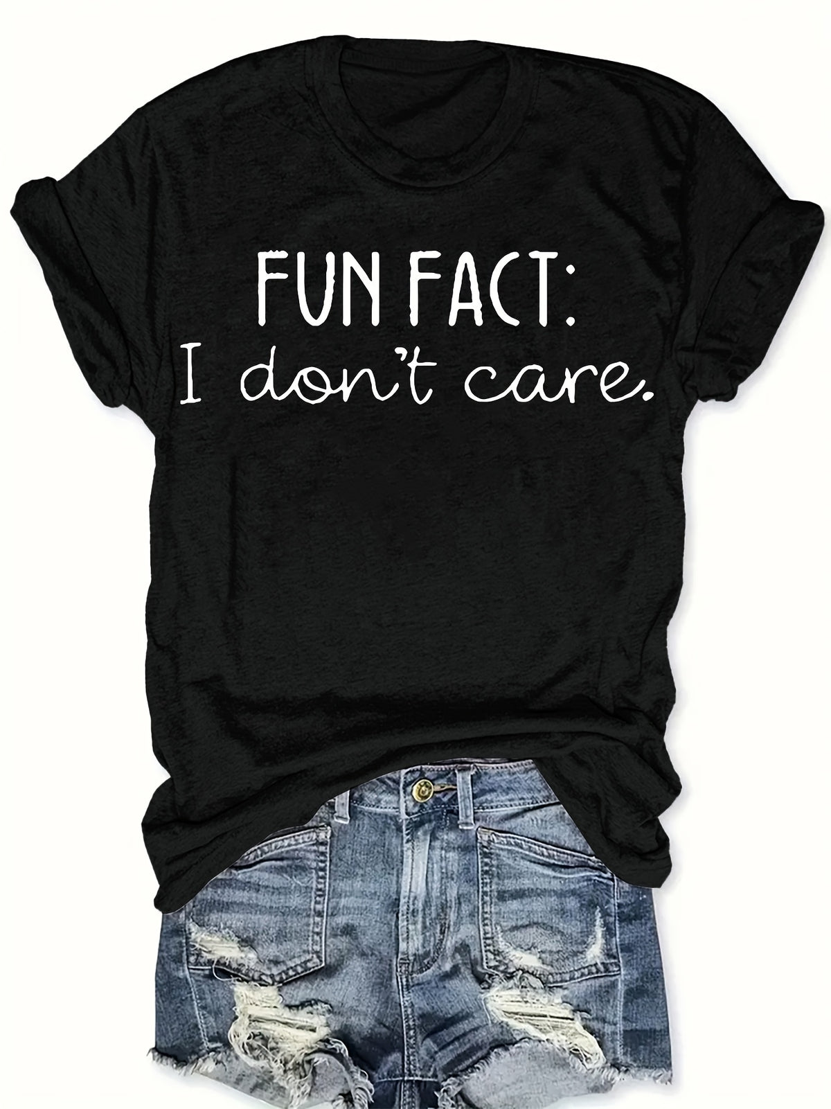 Fun Fact I Don't Care T-Shirt Sarcastic Rude Humor Tee Introvert Gift Top
