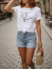 Women T Shirt Funny Graphic & Letter Print Casual T-shirt,100%Cotton Crew Neck Short Sleeve Top For Women's Funny Shirts