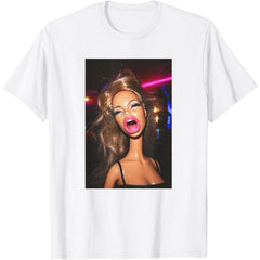 Funny Doll Face Meme T-Shirt - Creepy Cute Doll Party Graphic Tee, Unisex Casual Top
