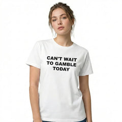 Men's Oversized Heavy Cotton Graphic Tee - Short-Sleeve Print Tops with Funny "Can't Wait To Gamble Today" Design - Casino, Poker - Mens Gifts for Boyfriend - Street Style Summer Outdoor Wear