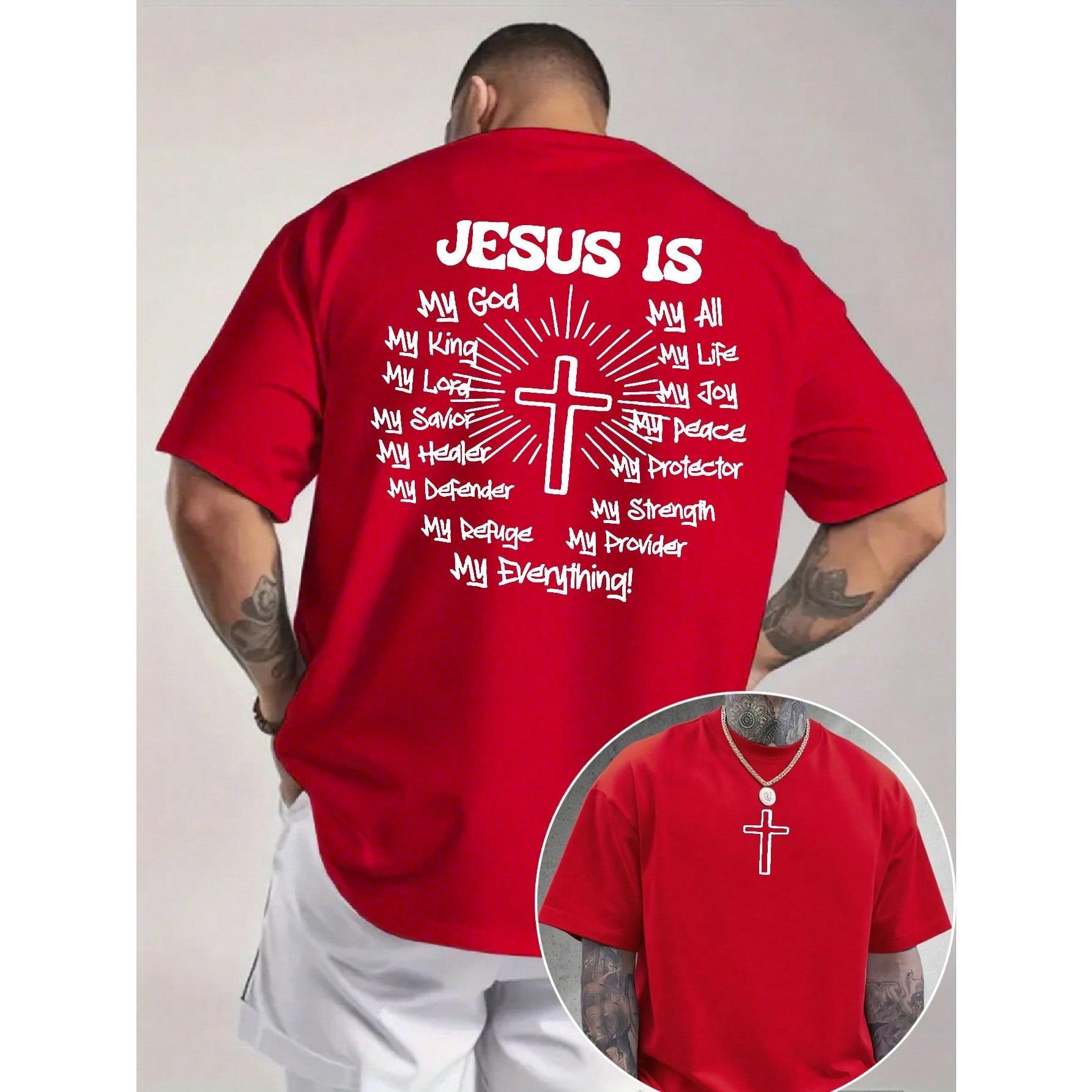 Men's Graphic T-Shirt Jesus Cross Faith Daily Wear 100% Cotton Unisex Gift Idea For Him Her Religious Apparel Spiritual Comfortable Fit Casual Style