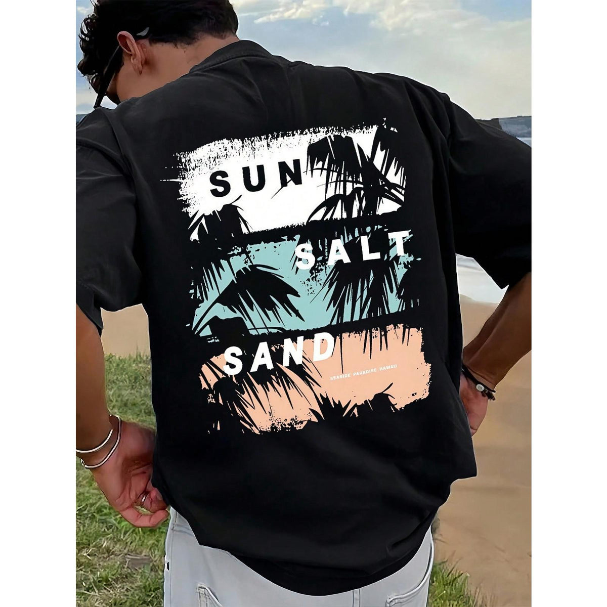 Men's Graphic T-Shirt Beach Vacation Casual Summer Clothing Print Loose