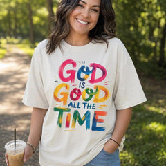 God Is Good All The Time Shirt Women Plus Size Christian Graphic Tee Inspirational Top