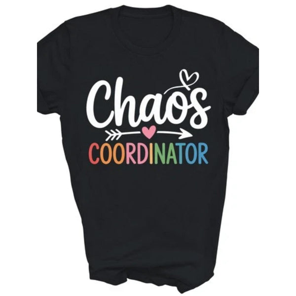 Chaos Coordinator Funny Teacher T-Shirt Sarcastic Classroom Humor Graphic Tee Unisex Gift Casual Summer Top Soft Cotton Crew Neck Holiday Style