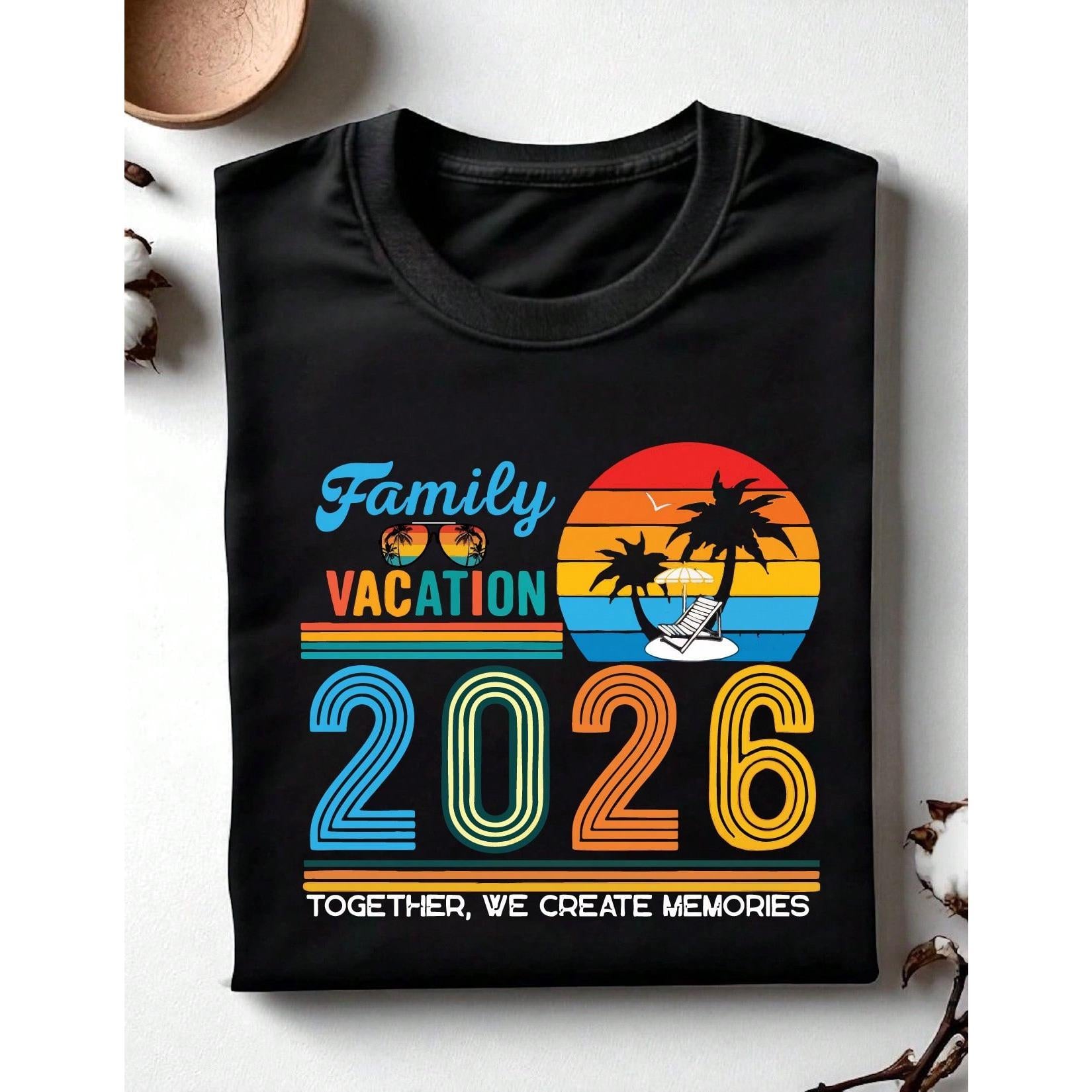 “Family Vacation 2026” Matching Tee – Making Memories Together Beach Shirt for Women Men, Soft Casual Crewneck