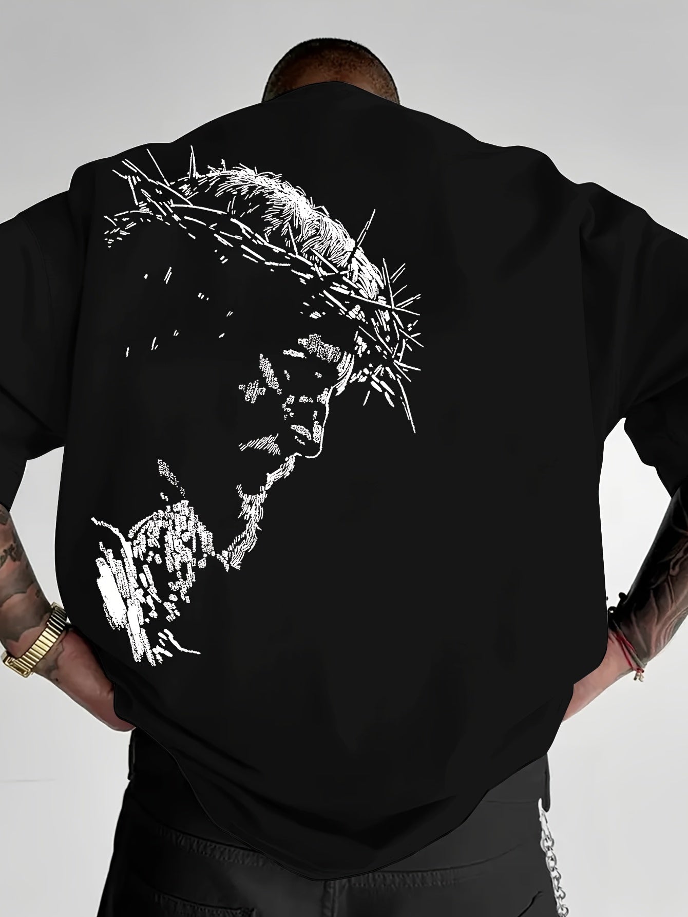 Men's 100% Cotton T-shirt with Creative Print for Vacation and Daily Wear Crew Neck Vintage Graphic T-shirt