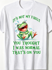 Funny Laughing Frog Graphic Crewneck Tee, It's Not My Fault Humor Quote Casual Short Sleeve T-Shirt for Men Women Daily Wear