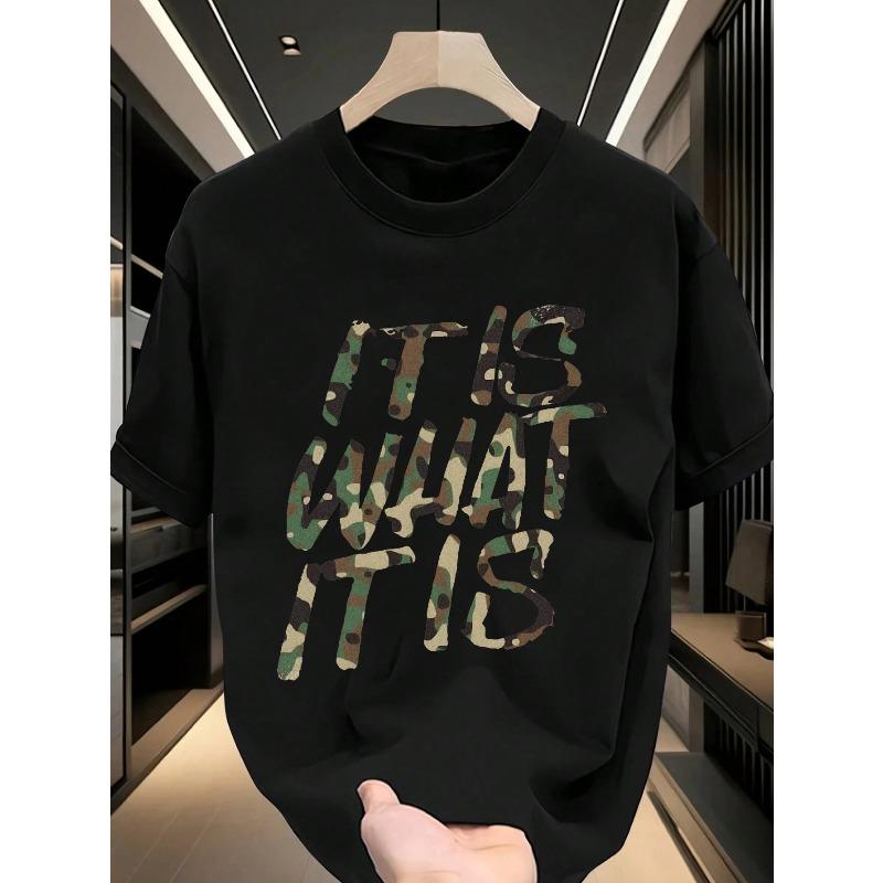 Camo Tee | Men's Camouflage Pattern T-Shirt | IT IS WHAT IT IS Design | Perfect For Vacation & Leisure | 100% Cotton | Unisex Style | Unique Gift Idea